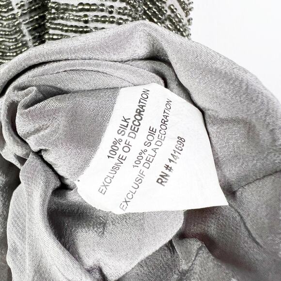 Ramy Brook grey silver silk beaded tank top Size XS flaws - Picture 5 of 10